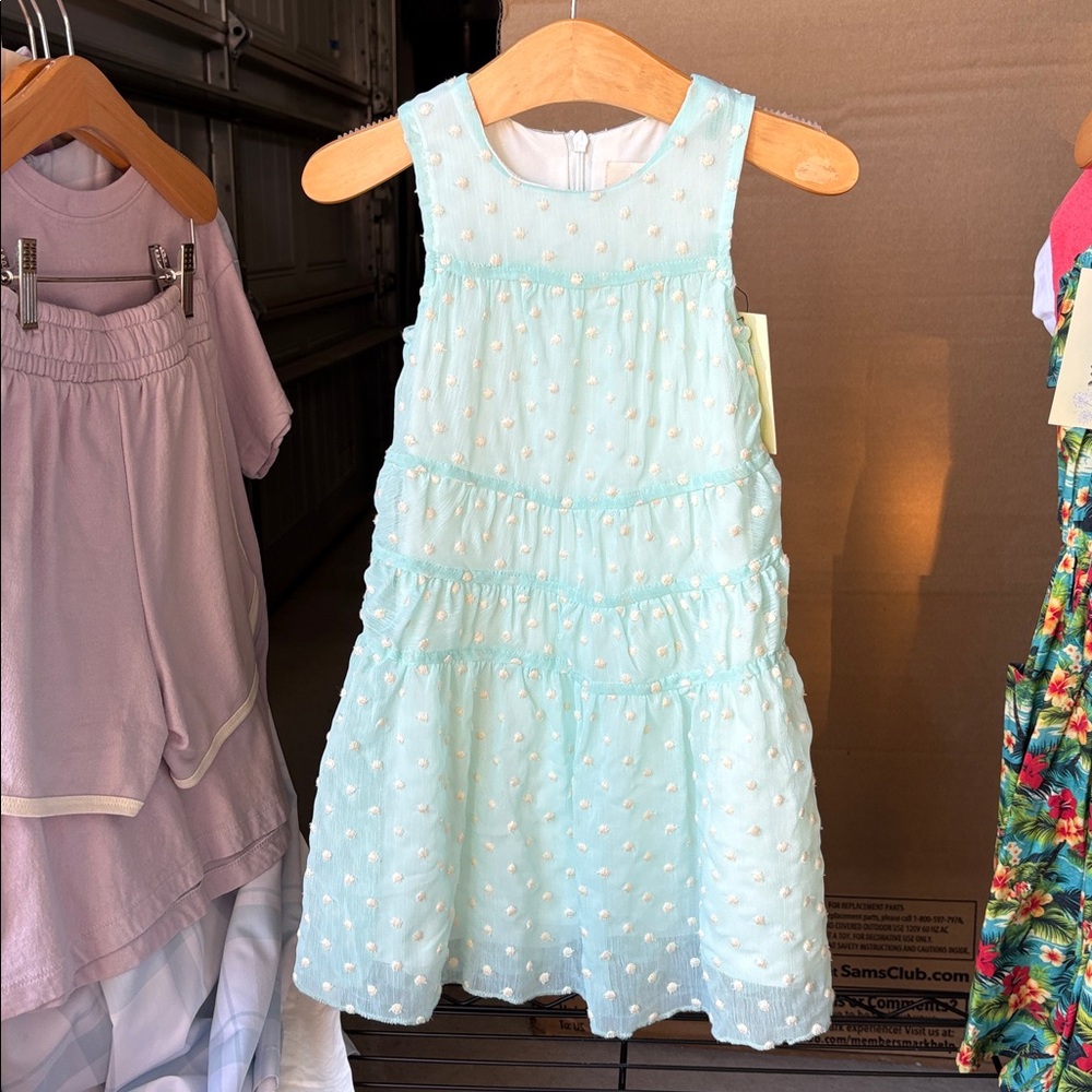 Adorable Light Blue Sleeveless Kids Dress